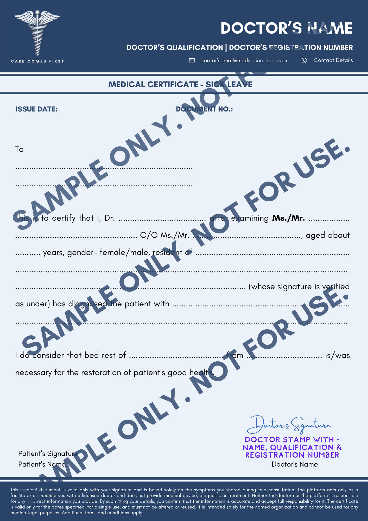 SAMPLE-MEDICAL-CERTIFICATE-SICK-LEAVE-DIGITAL SAMPLE - MEDICAL CERTIFICATE - SICK LEAVE - DIGITAL
